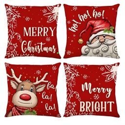 Kit X4 Fundas de almohadones de Navidad 45X45 cms en Lino