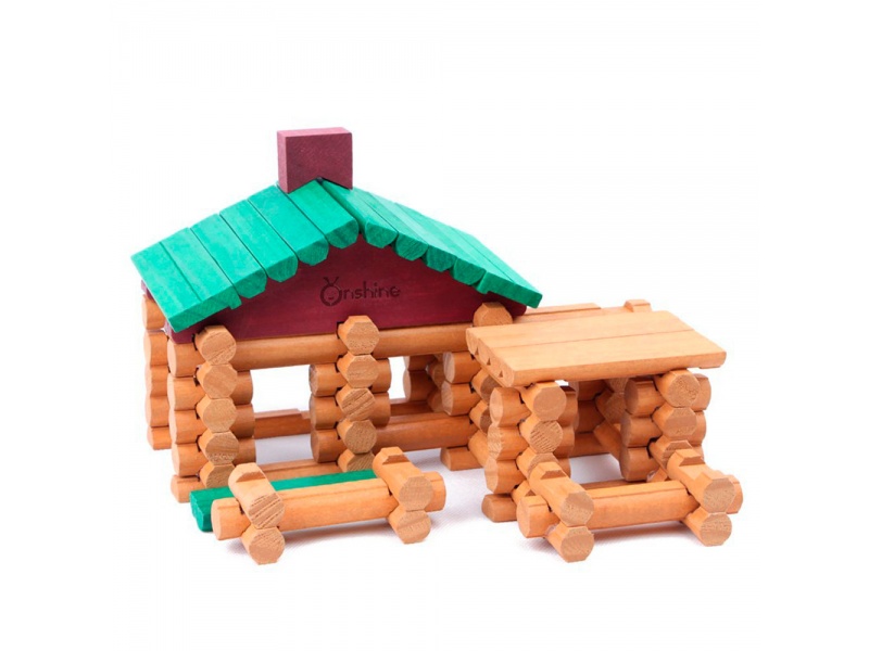 Juego de Construccion y Encastre Granja y Tienda en Madera